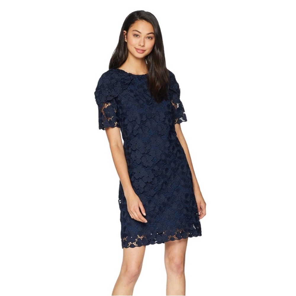 NWT Juicy Couture Navy Floral Lace Dress Size 10 Cocktail Wedding $258